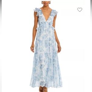 Aqua Ruffle Trim Maxi Dress Size S